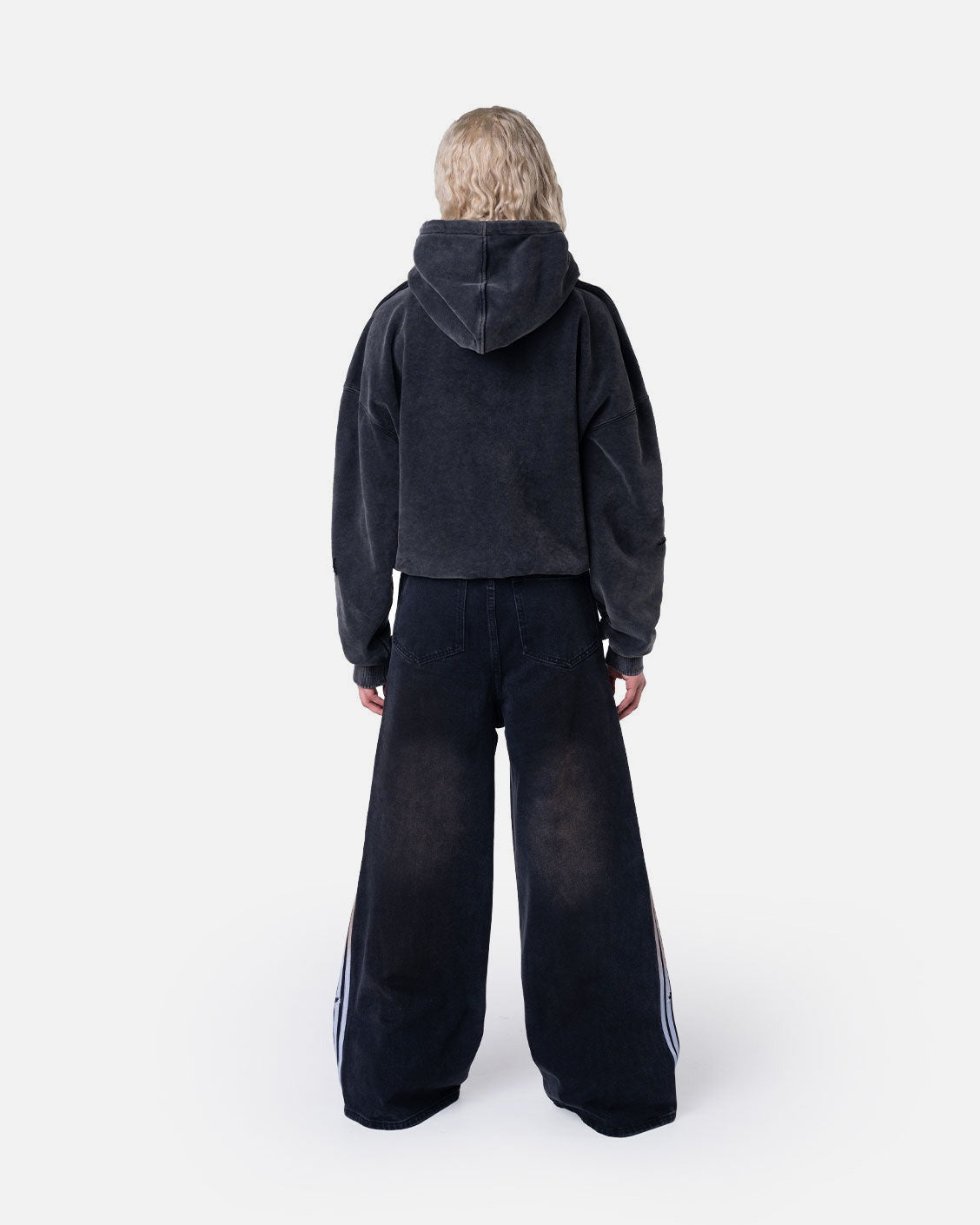 Thrift Hoodie Washed Black, product view 6 on a light grey background