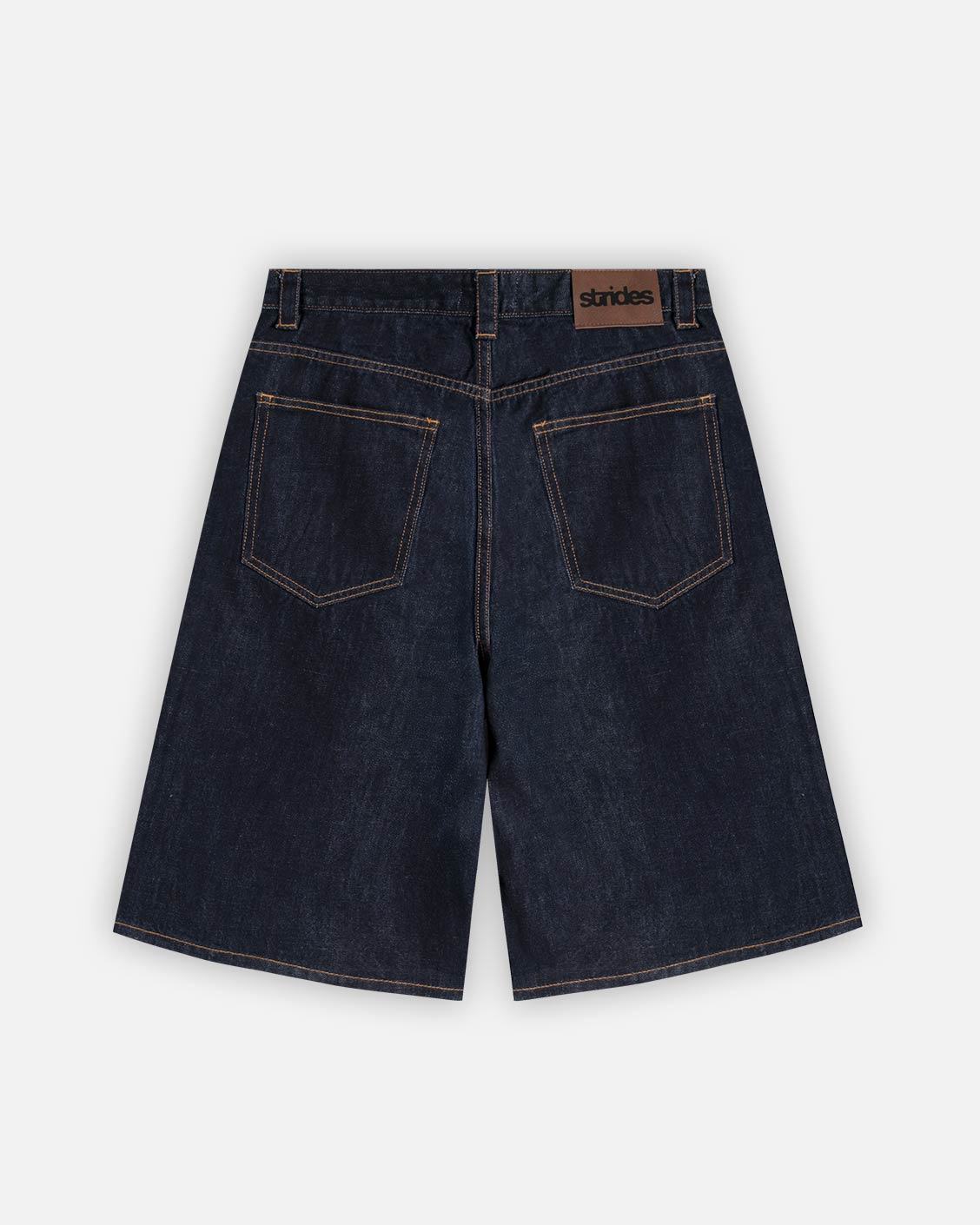 Raw Denim Soccer Jorts, product view 4 on a light grey background