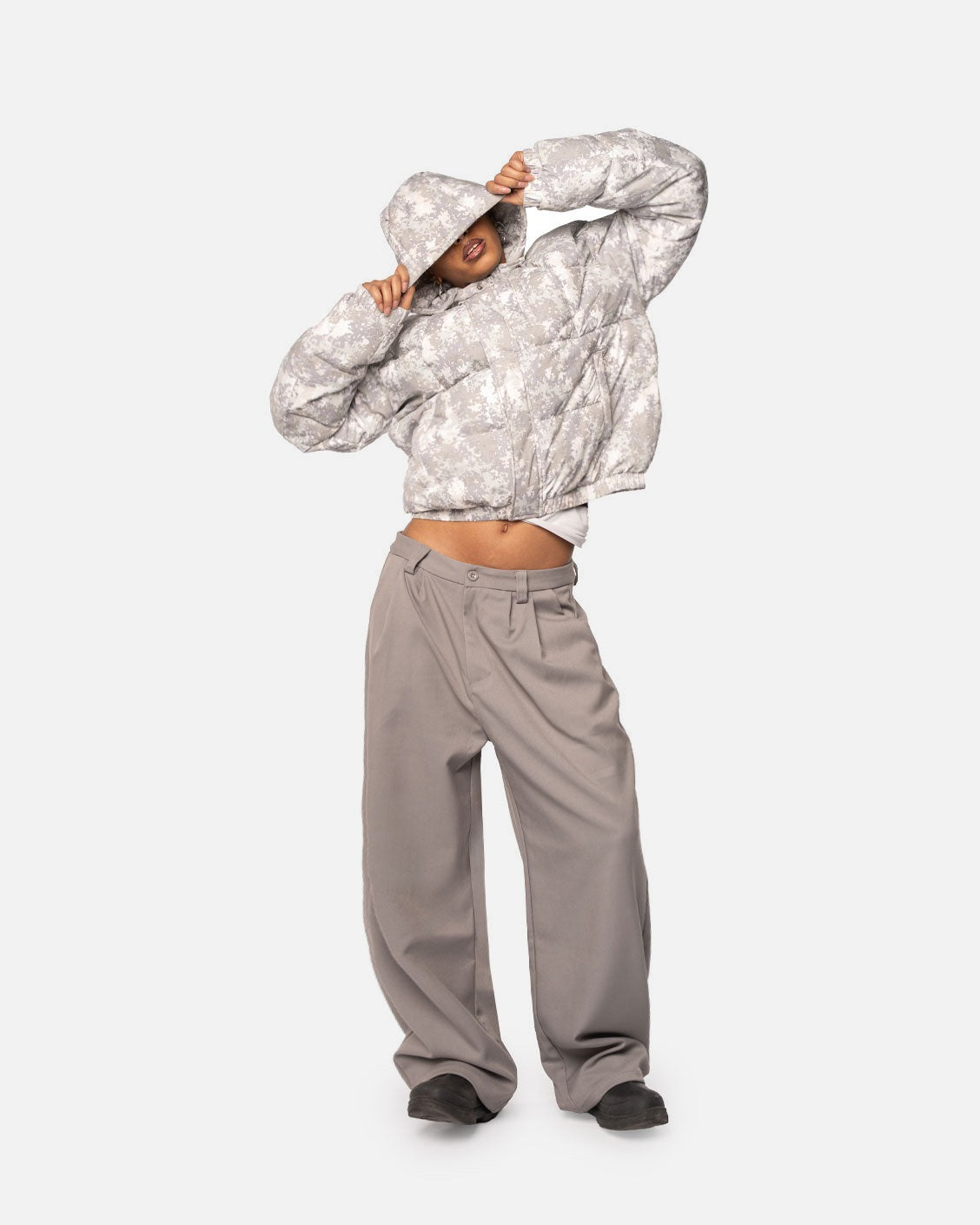 Apex Puffer Snow Camou, product view 5 on a light grey background