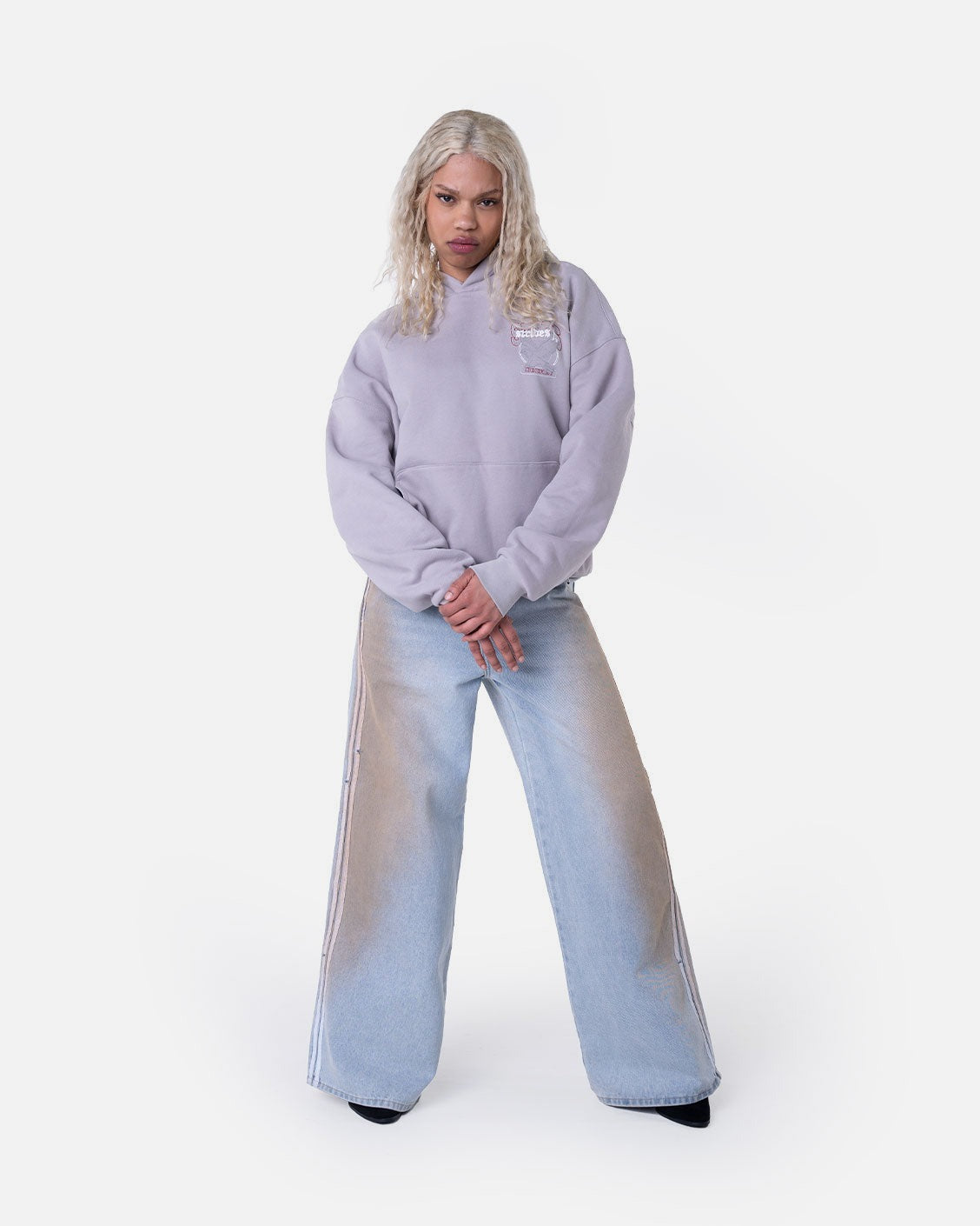Vintage Hoodie Light Grey, product view 4 on a light grey background
