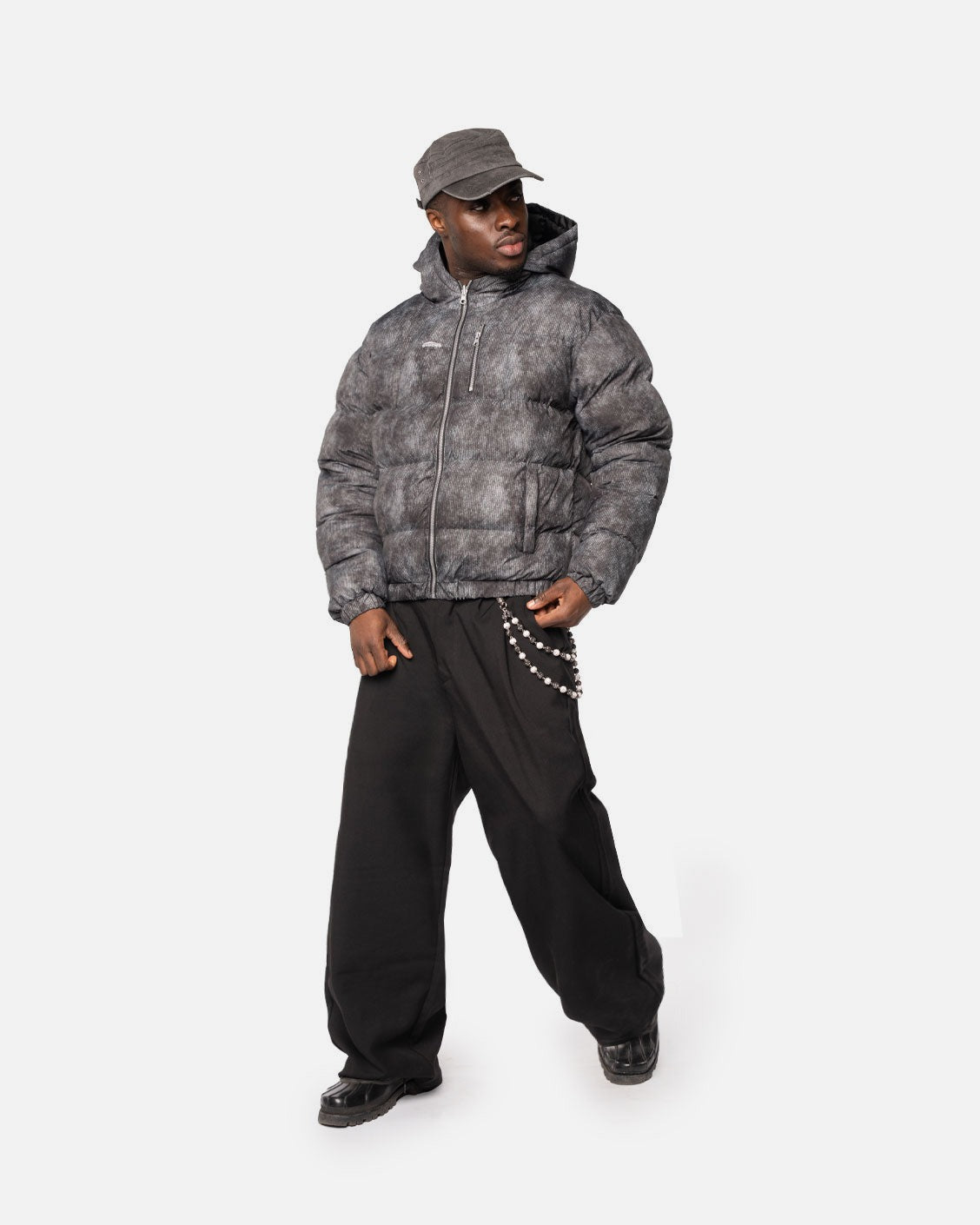 Reversible Ash Cord Puffer, product view 7 on a light grey background