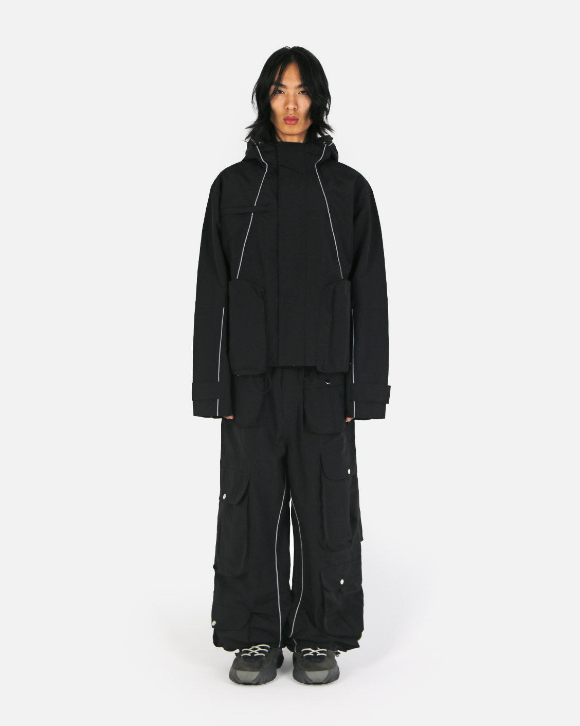 Tech Jacket Black, product view 4 on a light grey background