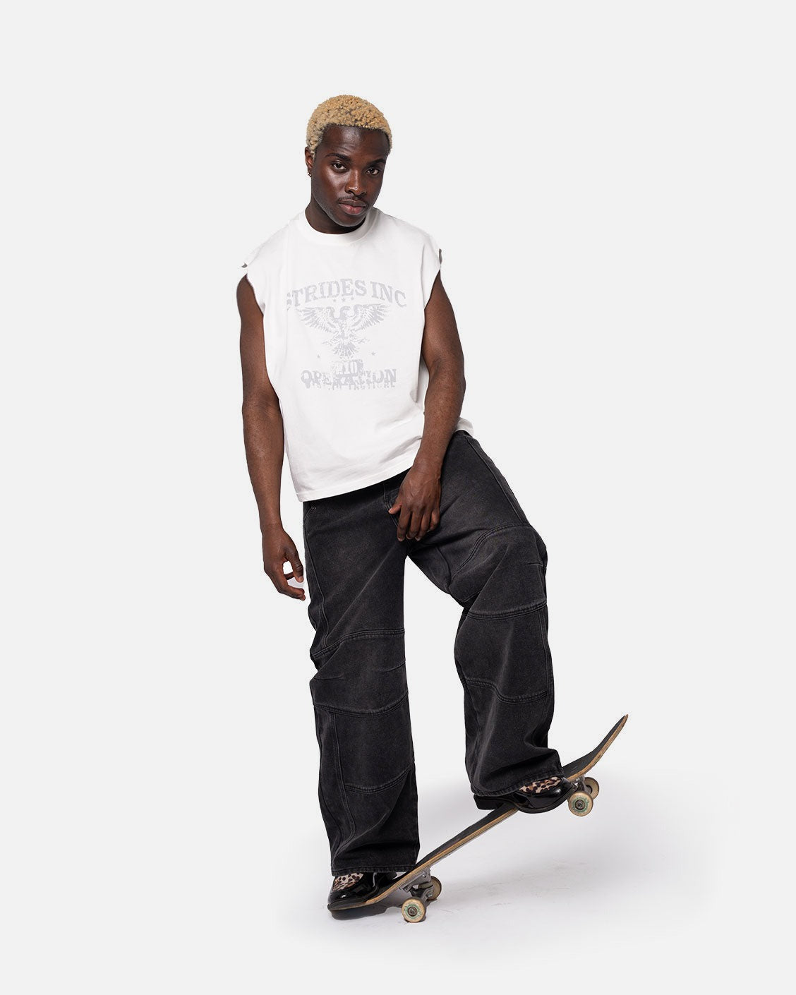 Military Sleeveless Shirt Cream, product view 1 on a light grey background