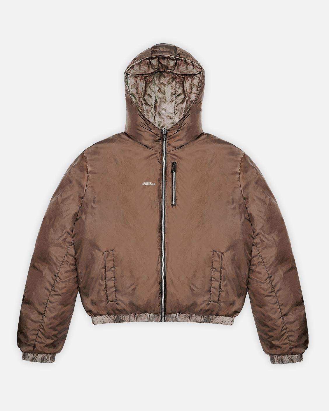 Reversible Snake Camou Puffer Moss, product view 10 on a light grey background