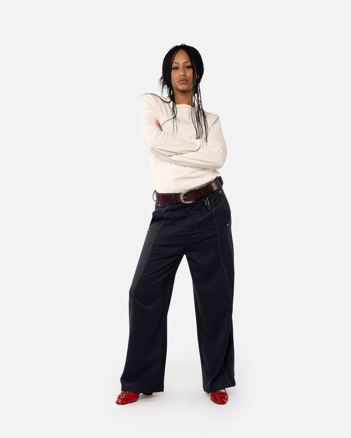 Office Quicky Pants Navy, product view 5 on a light grey background