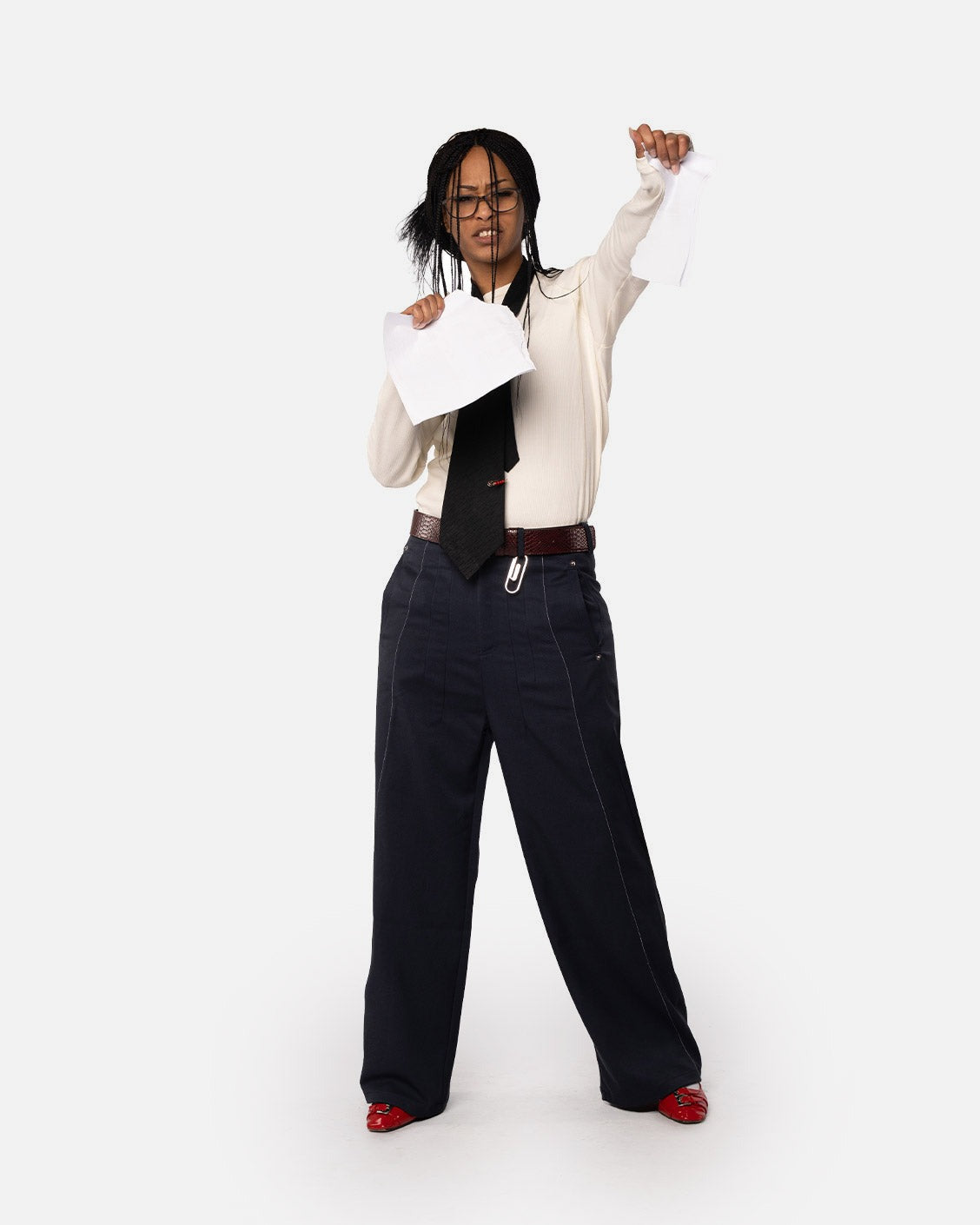 Office Quicky Pants Navy, product view 4 on a light grey background