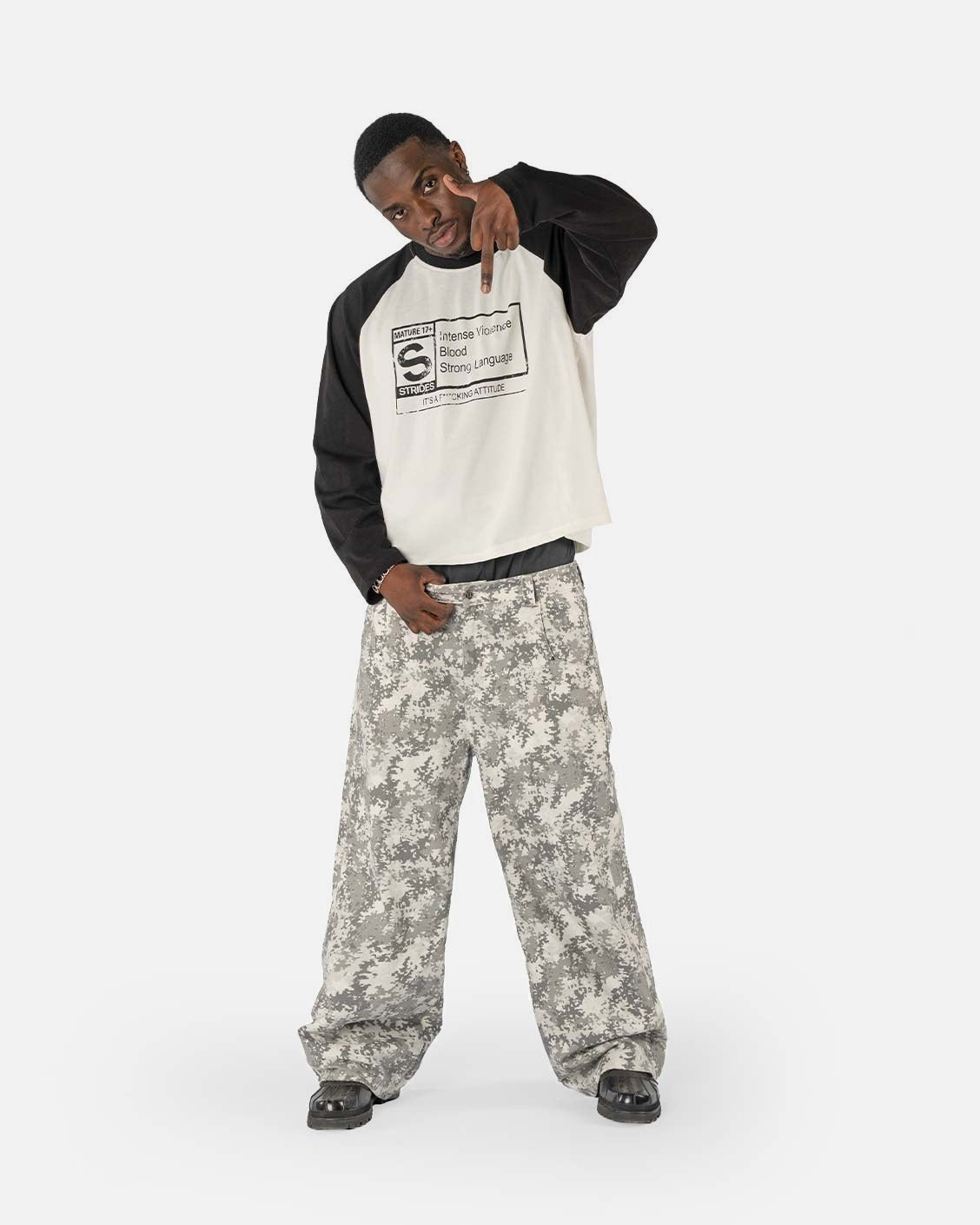 Snow Camou Denim, product view 3 on a light grey background