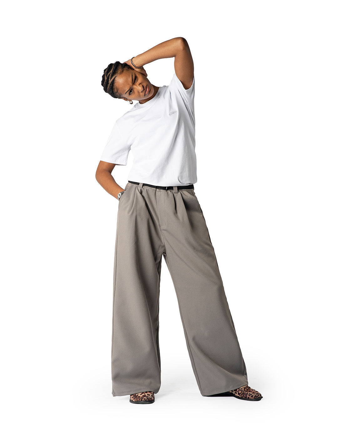 Tailored Pleat Pants Light Grey