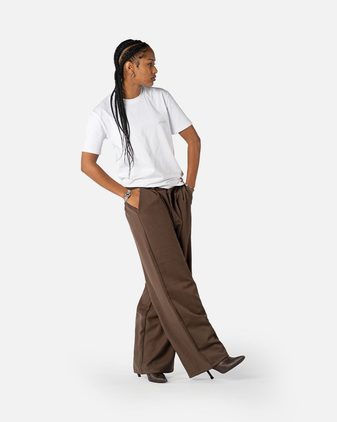 Tailored Pleat Pants Dark Brown