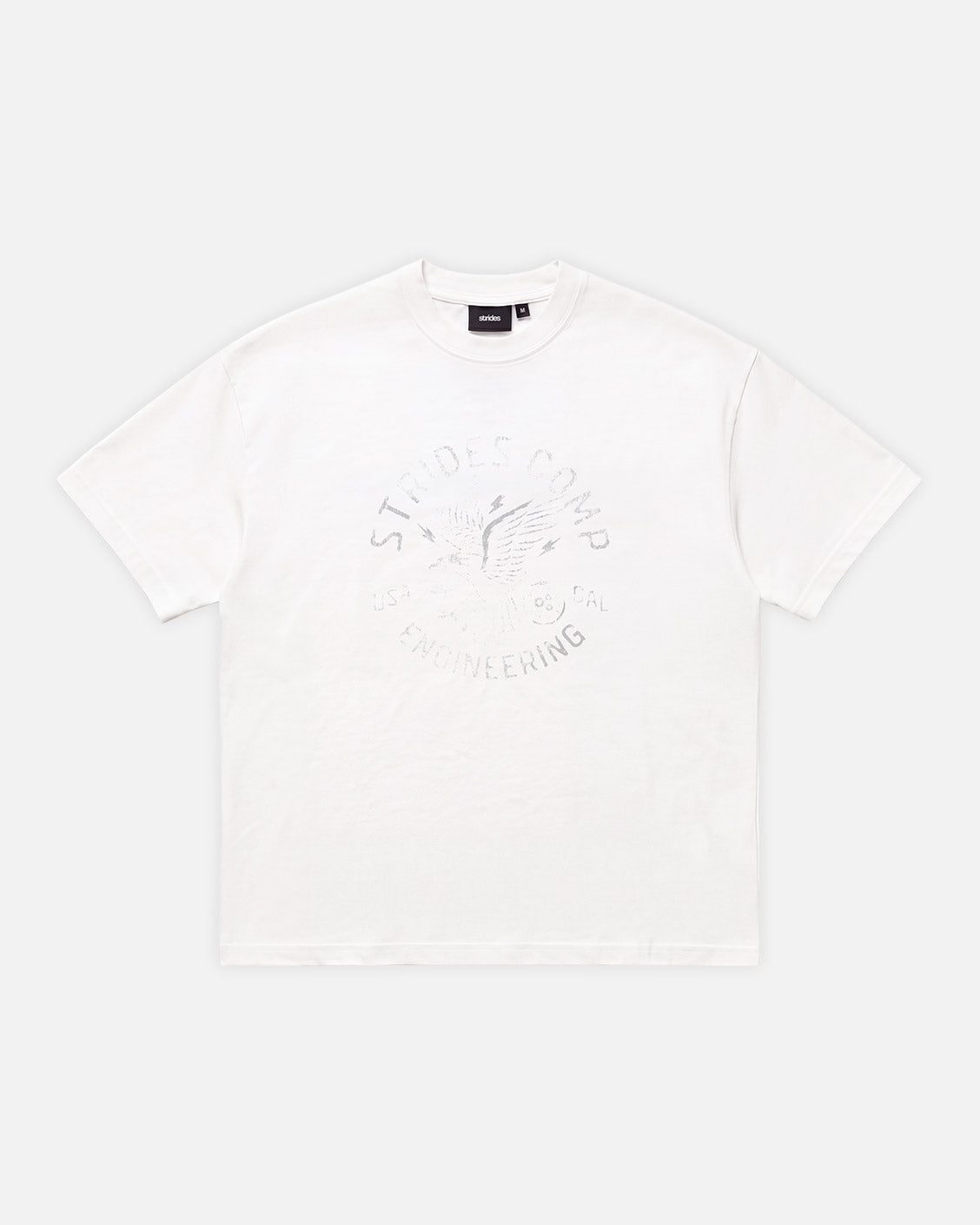 Vintage Engineering Tee, flat lay, front view on a light grey background
