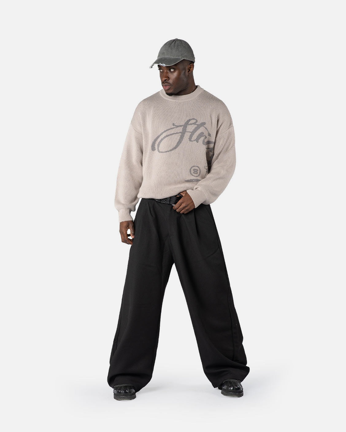 Echoes Knit Sweater Light Grey, product view 5 on a light grey background