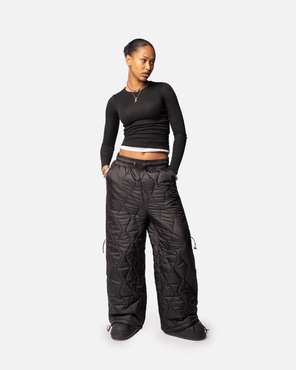 Onyx Puffer Pants, product view 4 on a light grey background