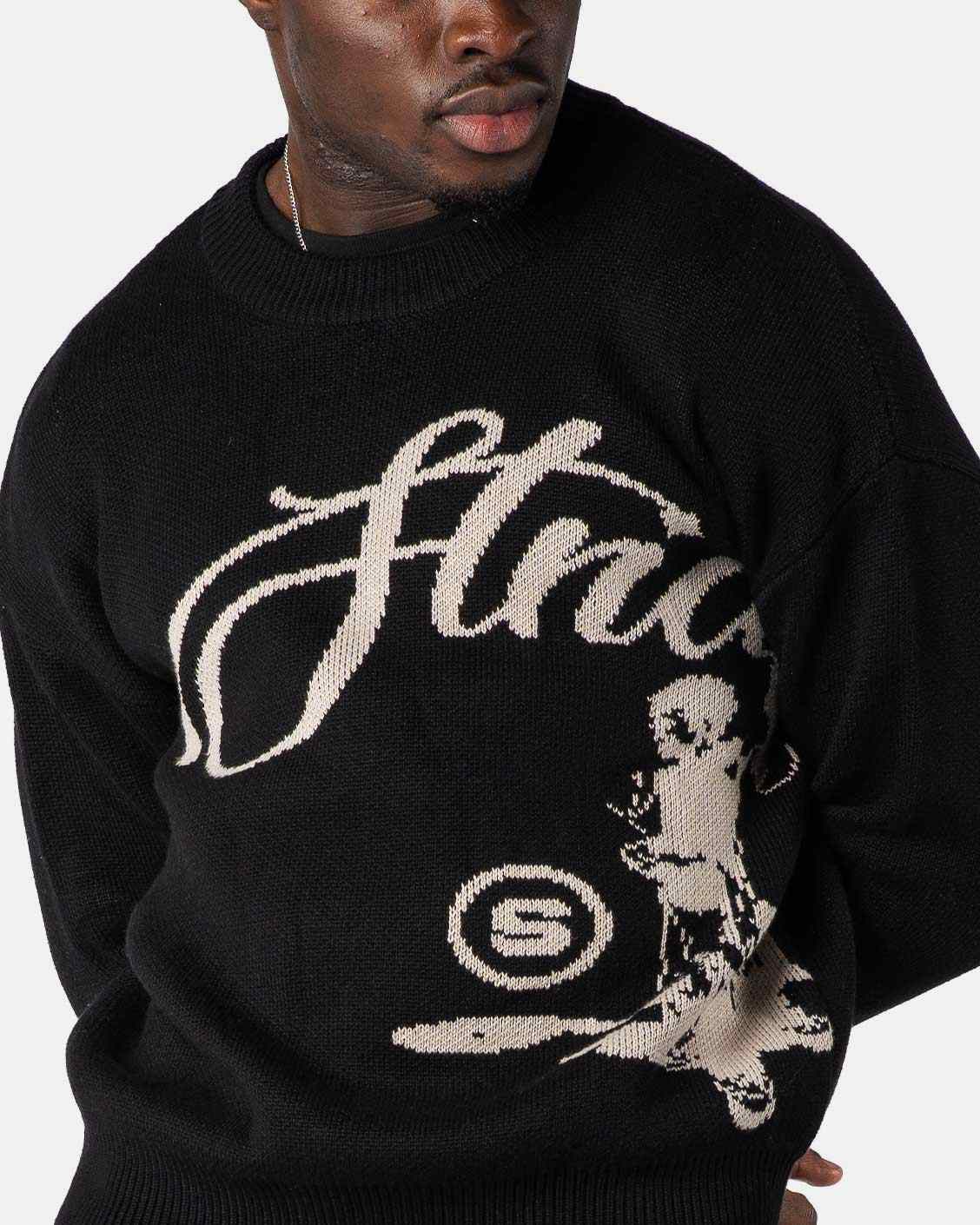 Echoes Knit Sweater Black, product view 6 on a light grey background