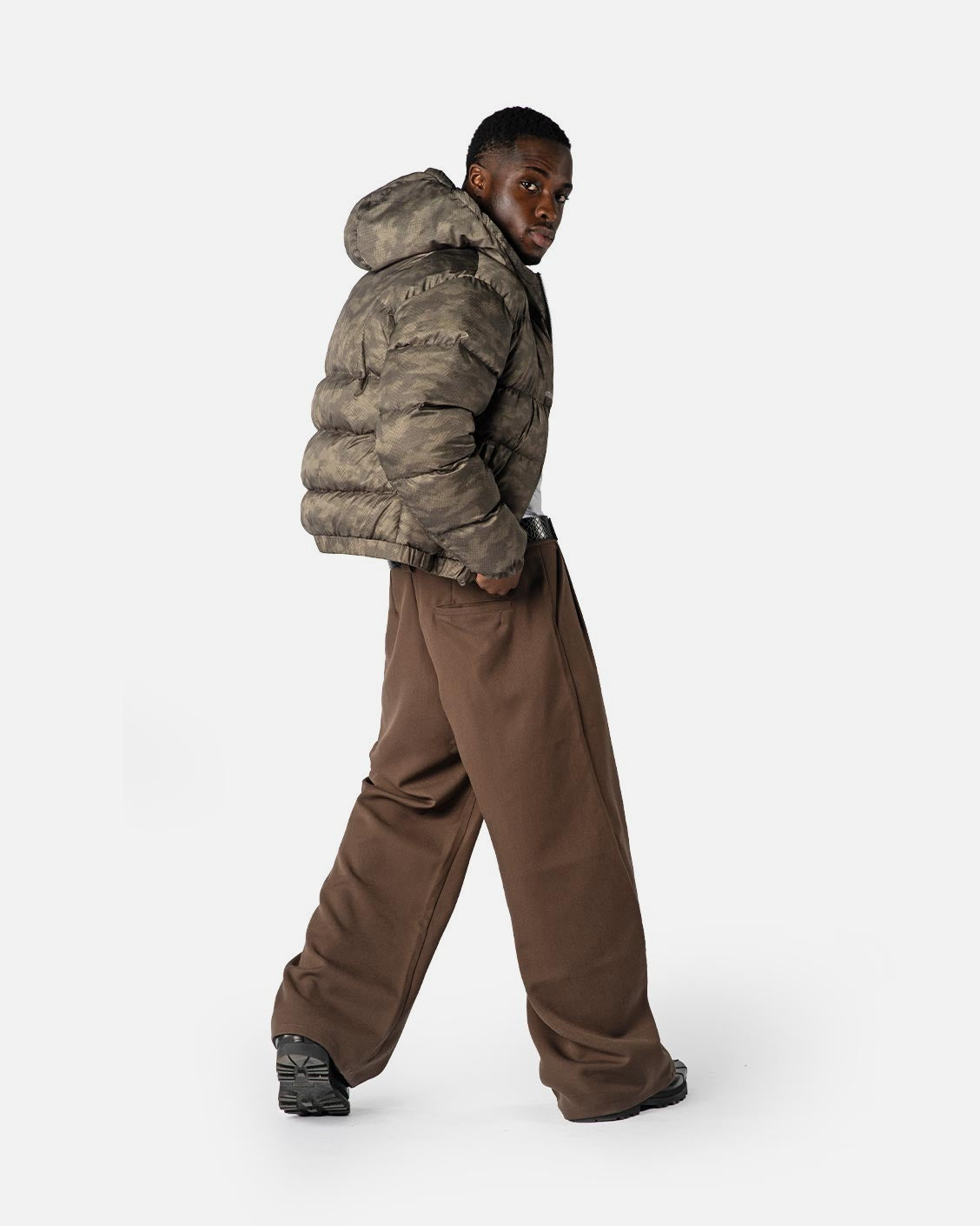 Reversible Snake Camou Puffer Moss, product view 7 on a light grey background