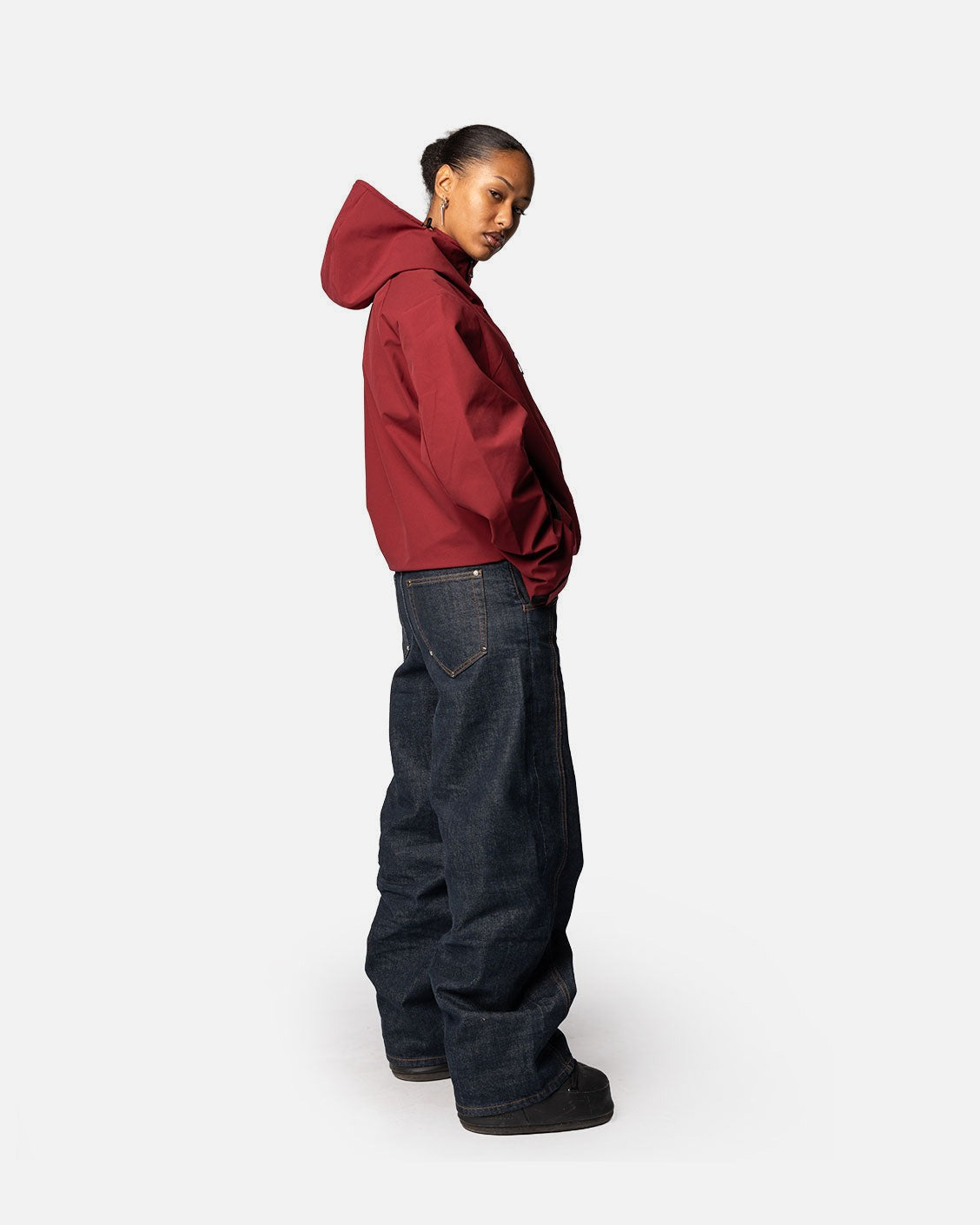 Delta Rain Jacket Bordeaux, product view 2 on a light grey background