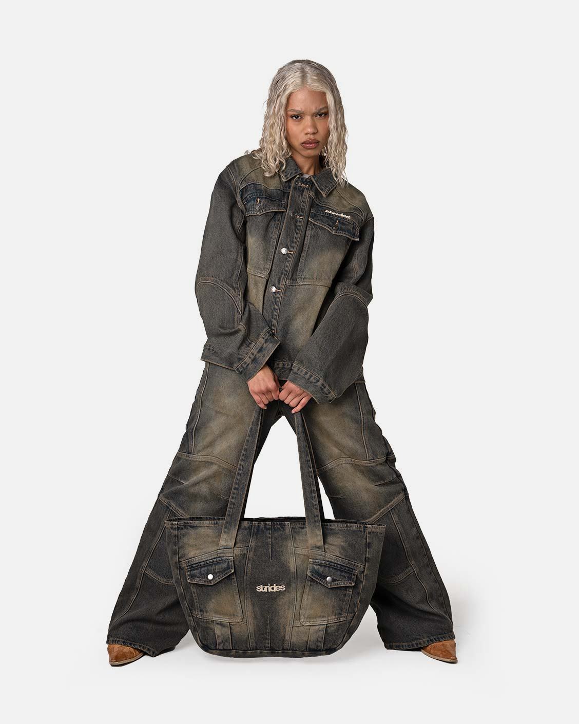 Miner Denim Bag, product view 3 on a light grey background