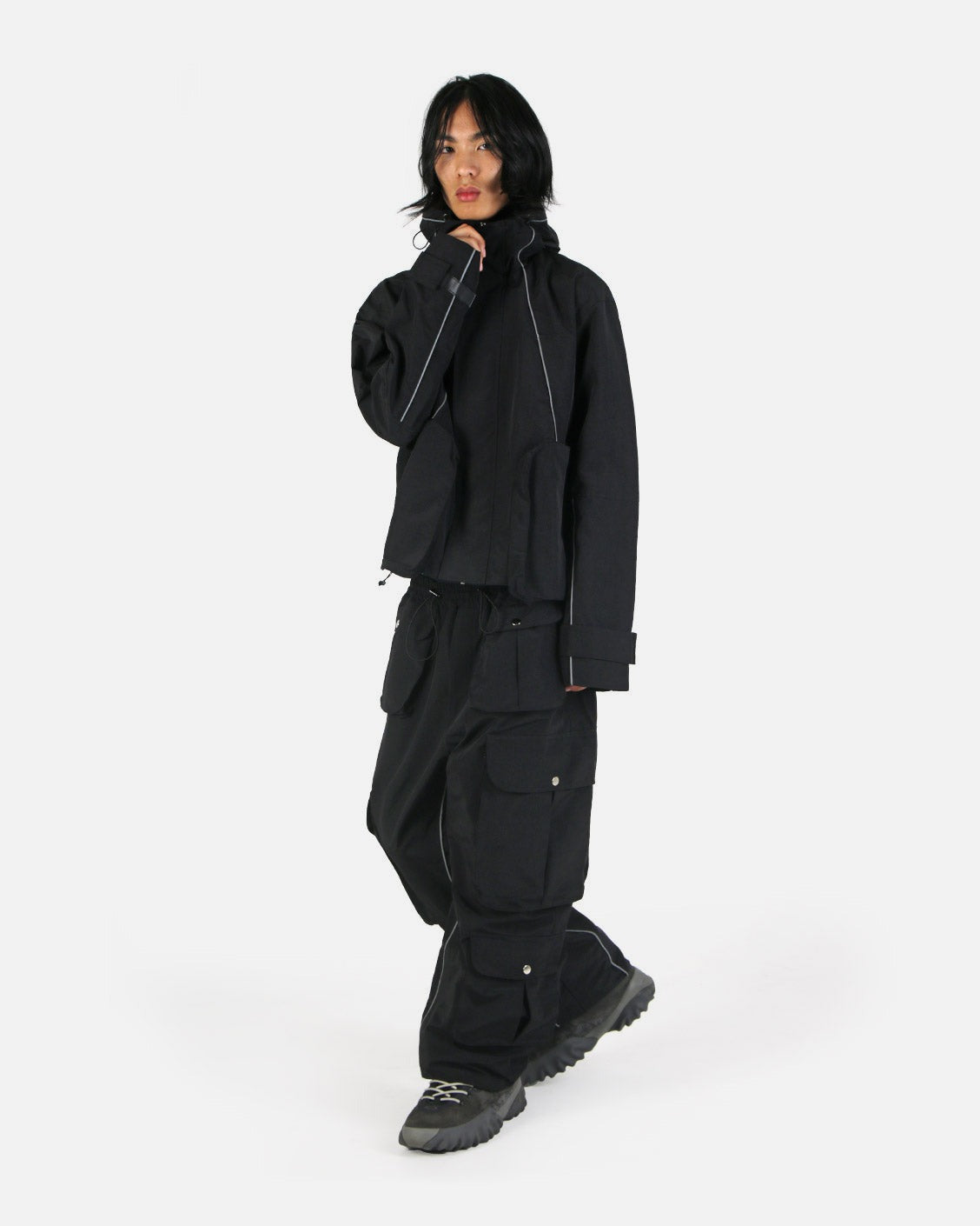 Tech Jacket Black, product view 5 on a light grey background
