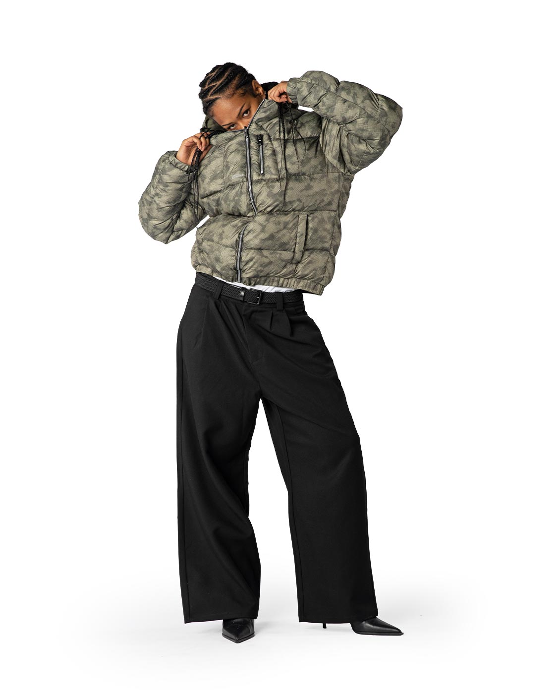 Reversible Snake Camou Puffer Olive