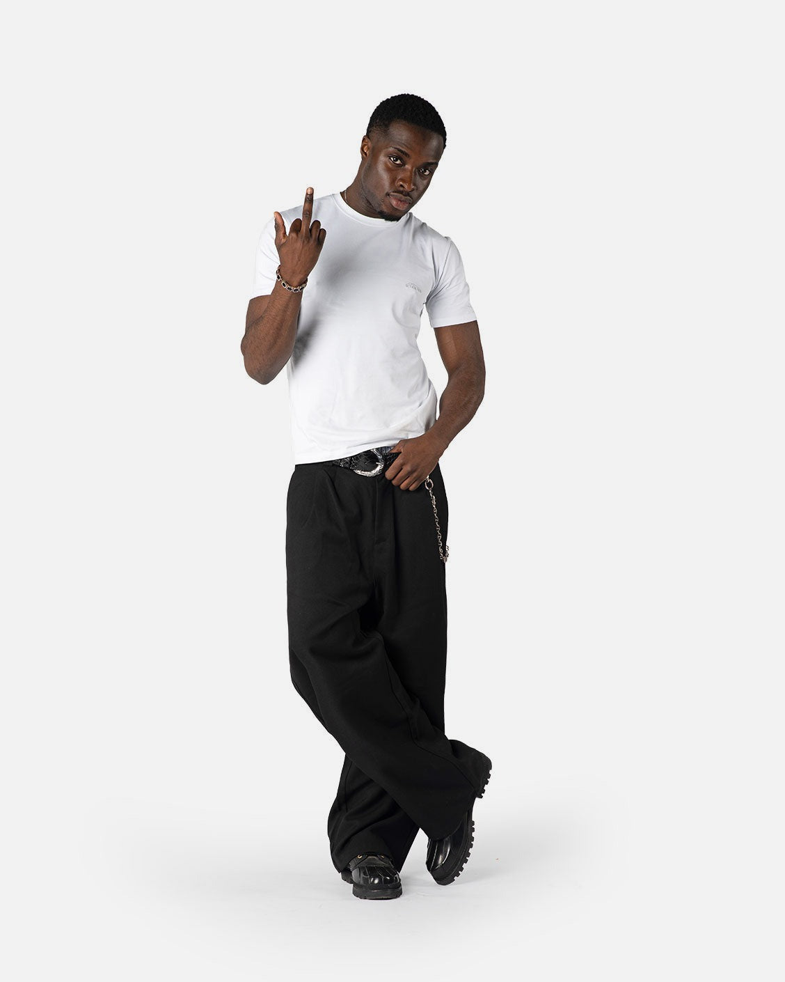 Tailored Pleat Pants Black, product view 8 on a light grey background