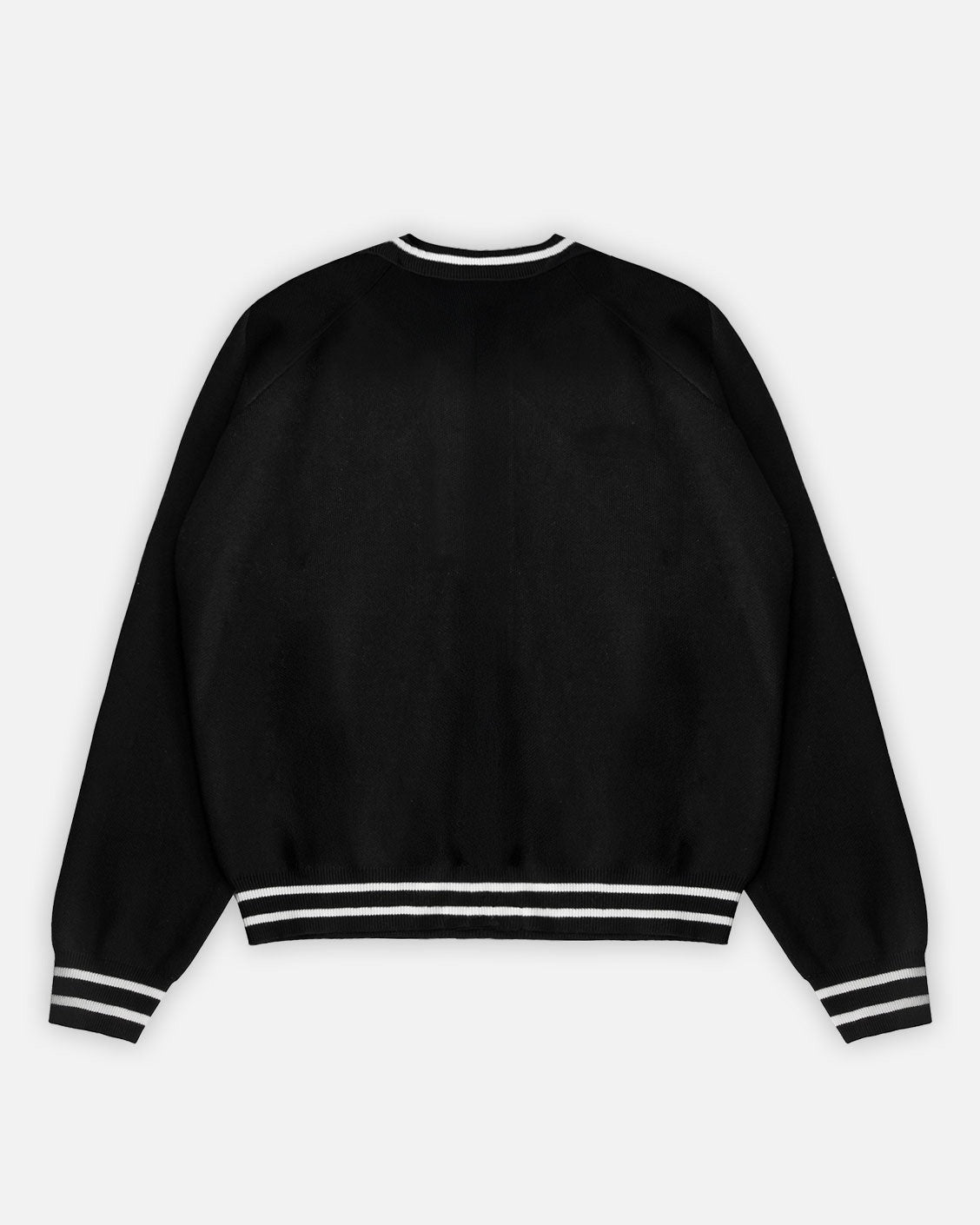 Mono Varsity Knit Jacket Black, product view 3 on a light grey background