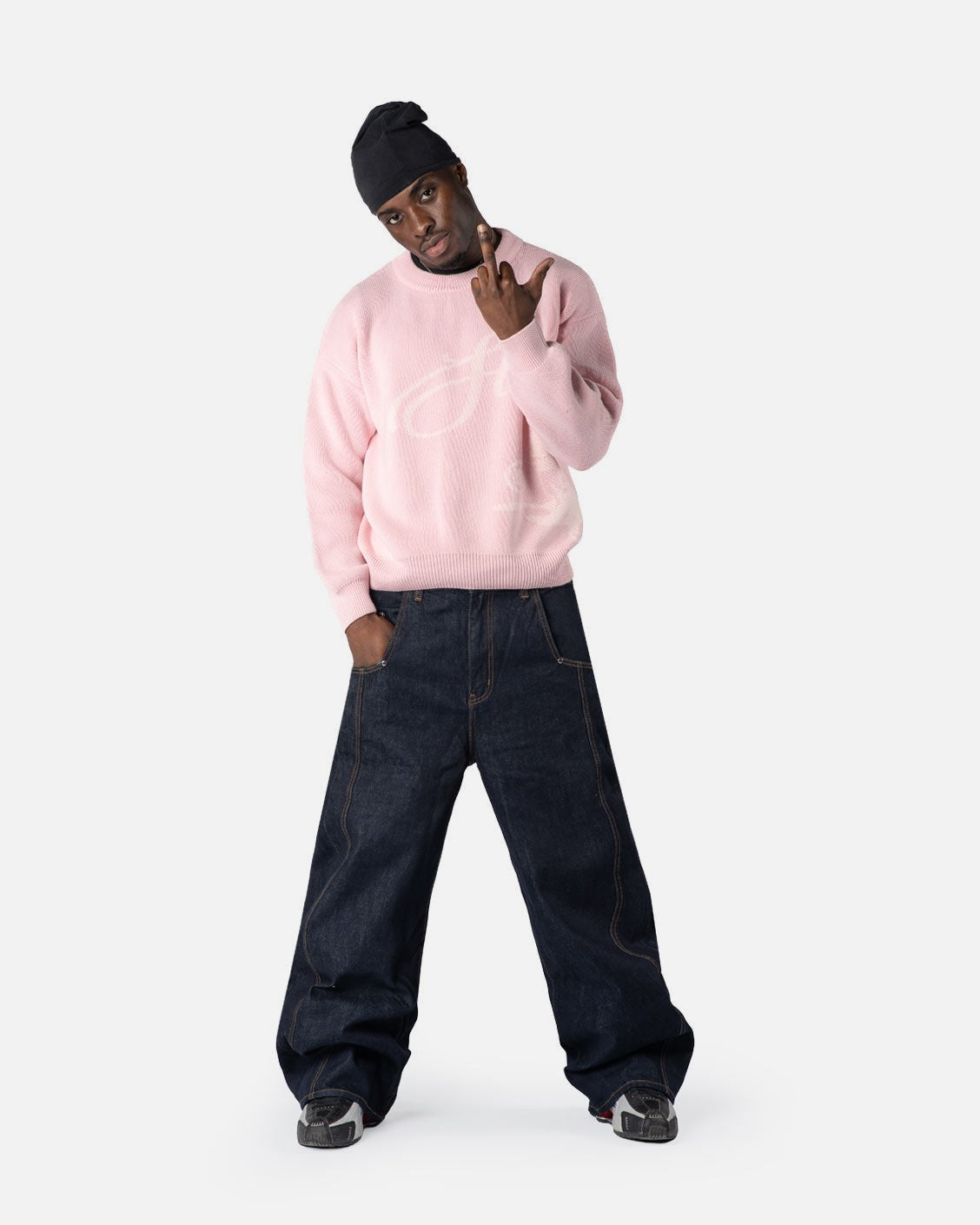 Echoes Knit Sweater Pink, product view 2 on a light grey background