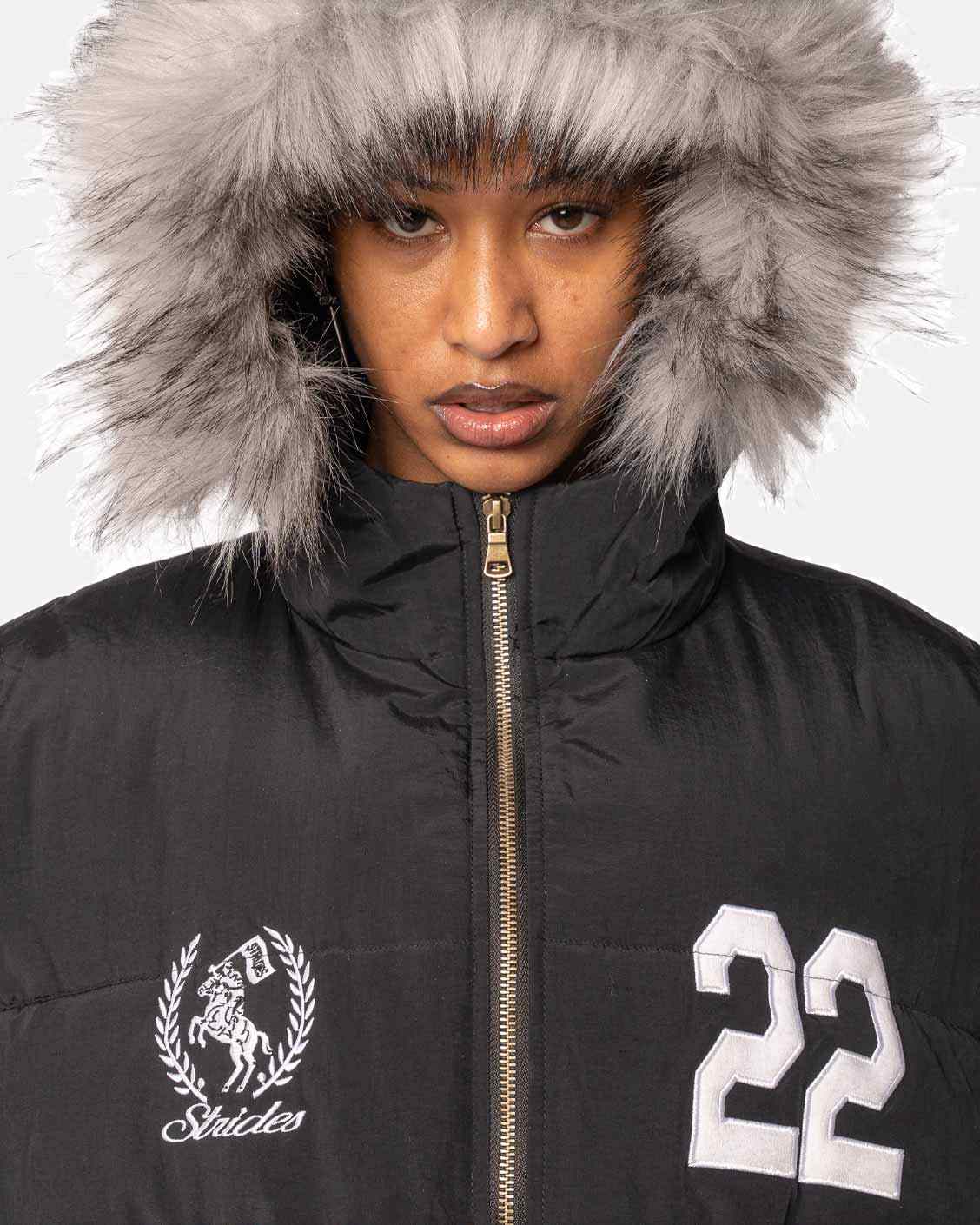 Royal Fur Puffer Black, product view 7 on a light grey background