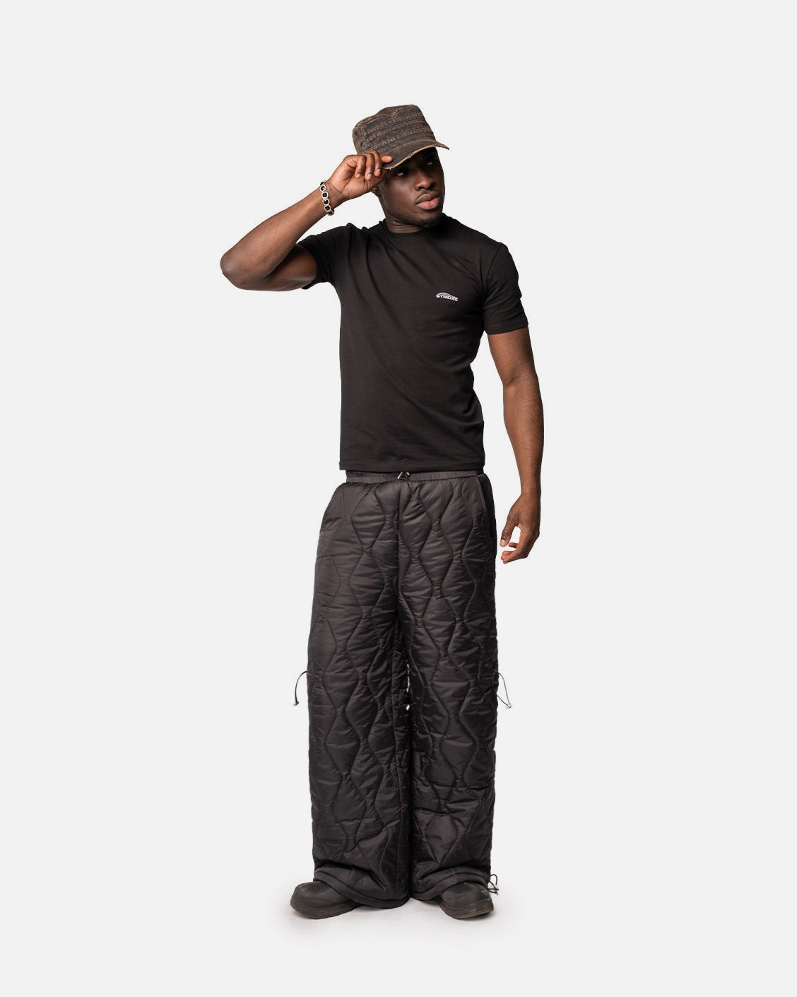 Onyx Puffer Pants, product view 3 on a light grey background
