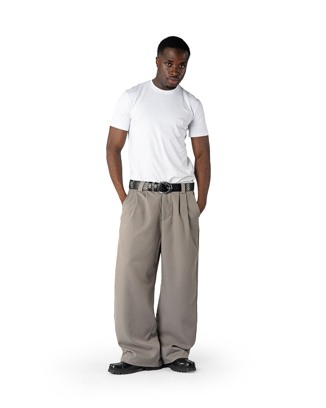 Tailored Pleat Pants Light Grey