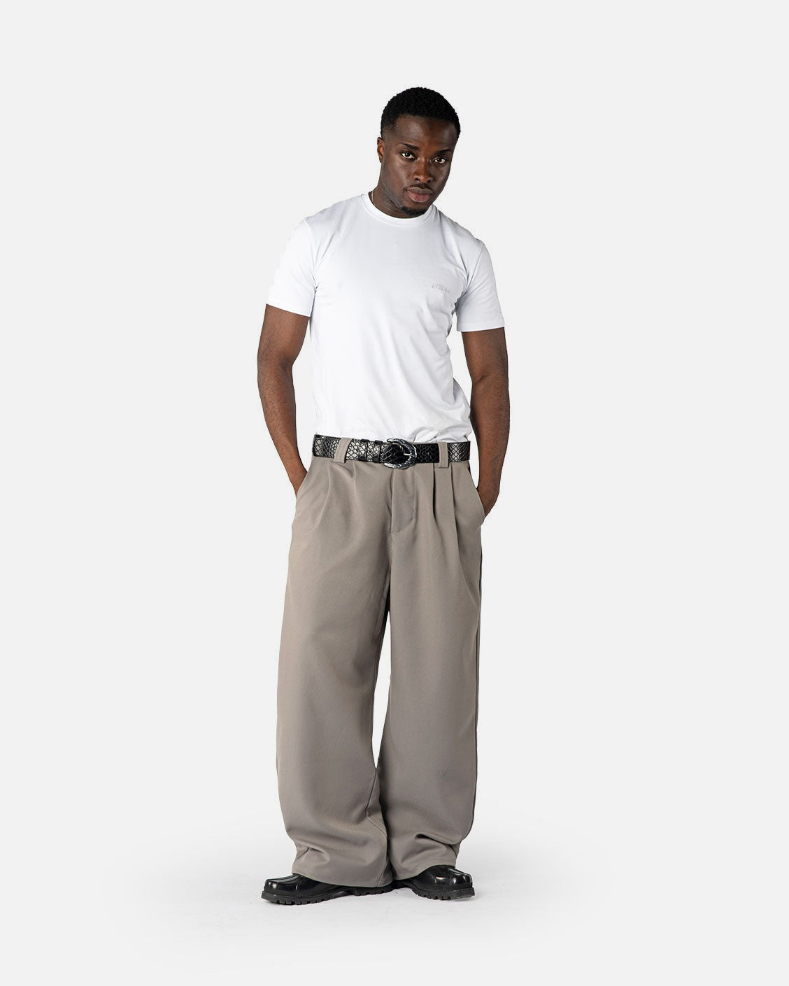 Tailored Pleat Pants Light Grey, product view 1 on a light grey background