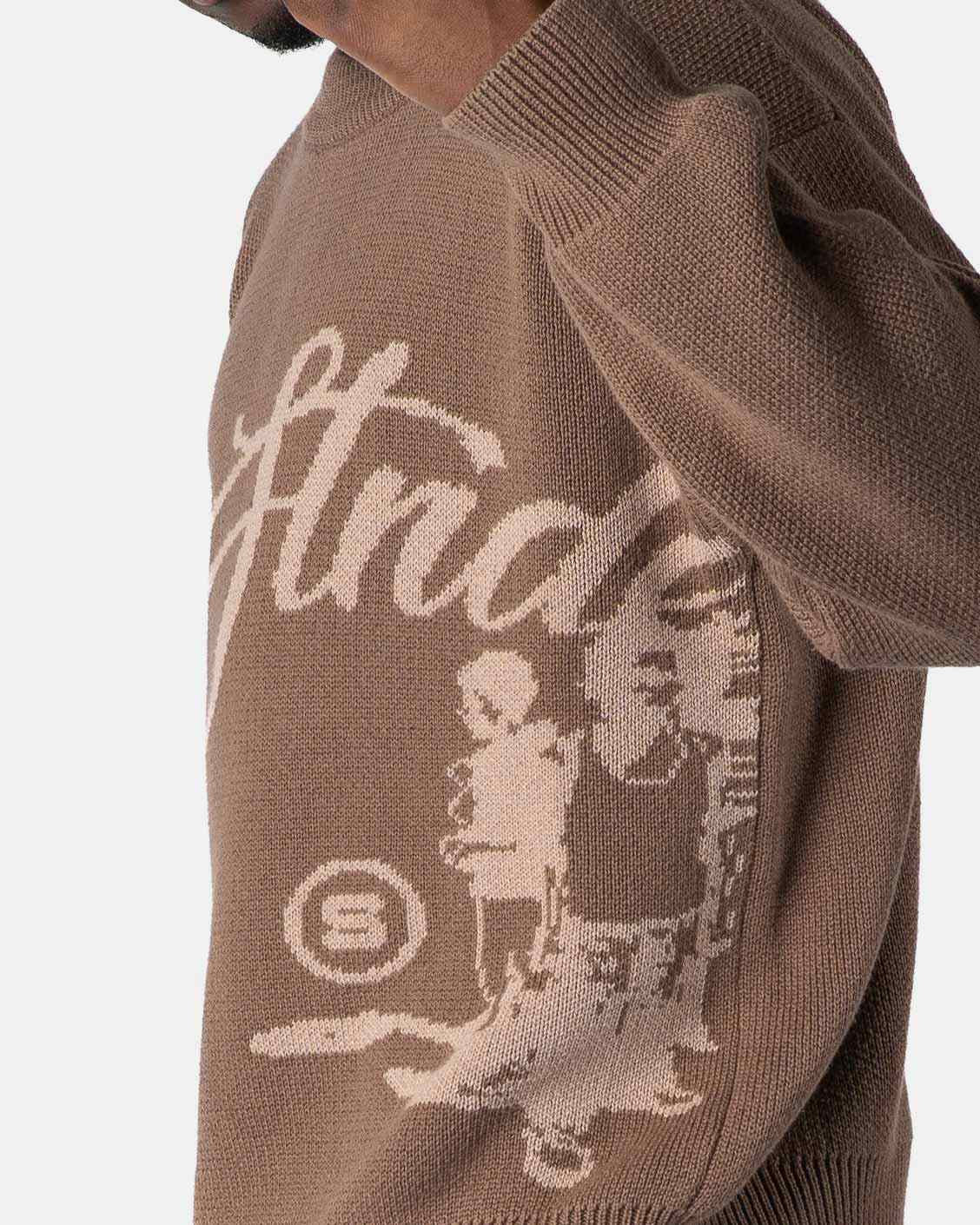Echoes Knit Sweater Brown, product view 6 on a light grey background