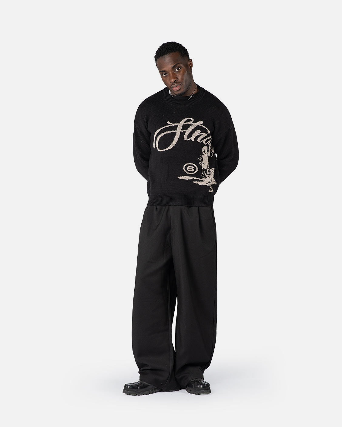 Echoes Knit Sweater Black, product view 5 on a light grey background