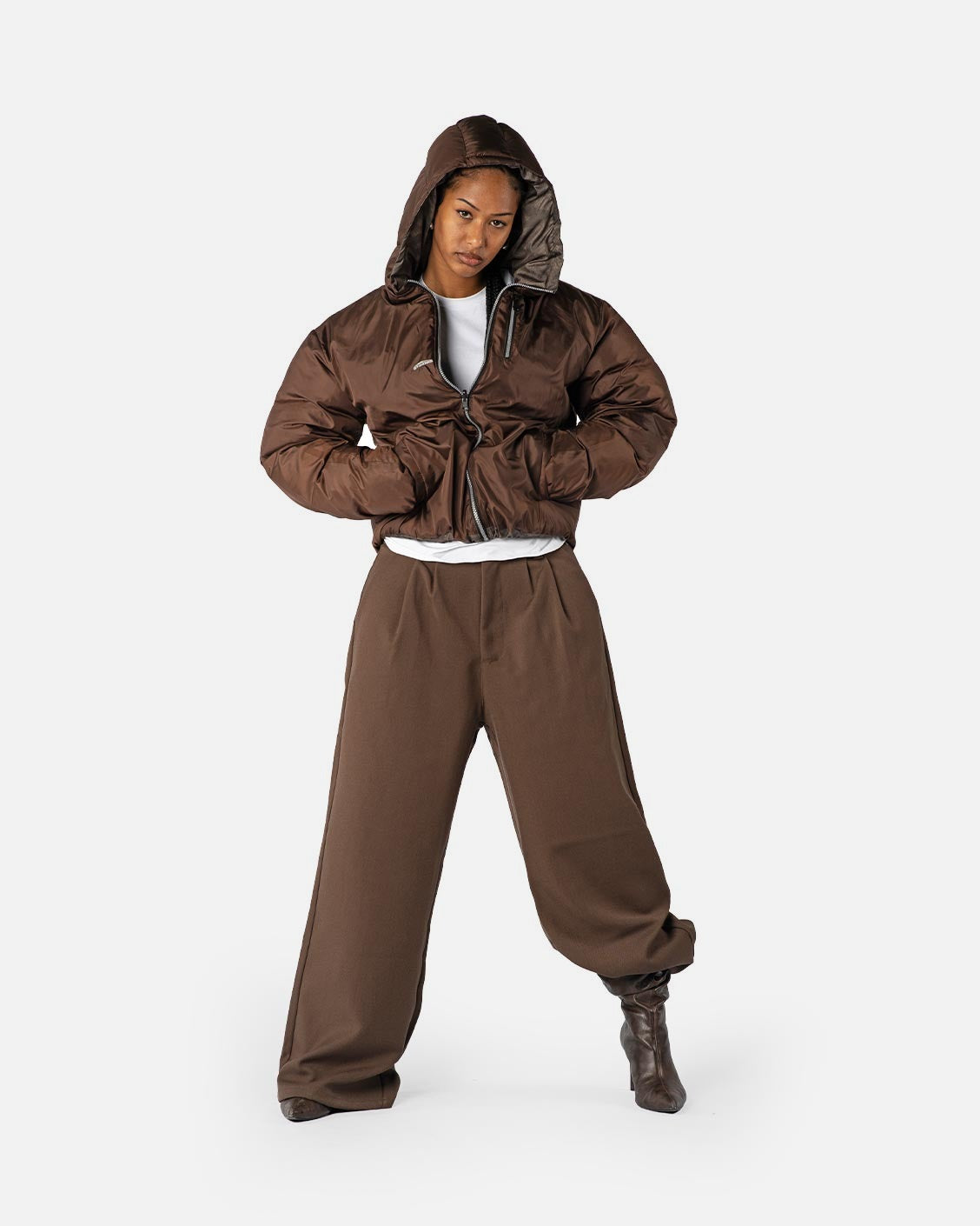 Tailored Pleat Pants Dark Brown