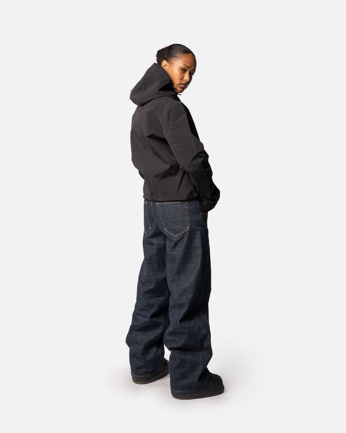 Delta Rain Jacket Black, product view 4 on a light grey background
