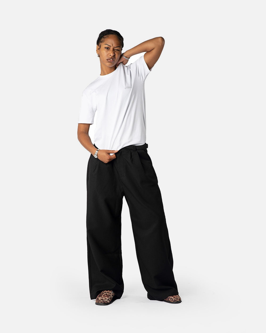 Tailored Pleat Pants Black, product view 9 on a light grey background
