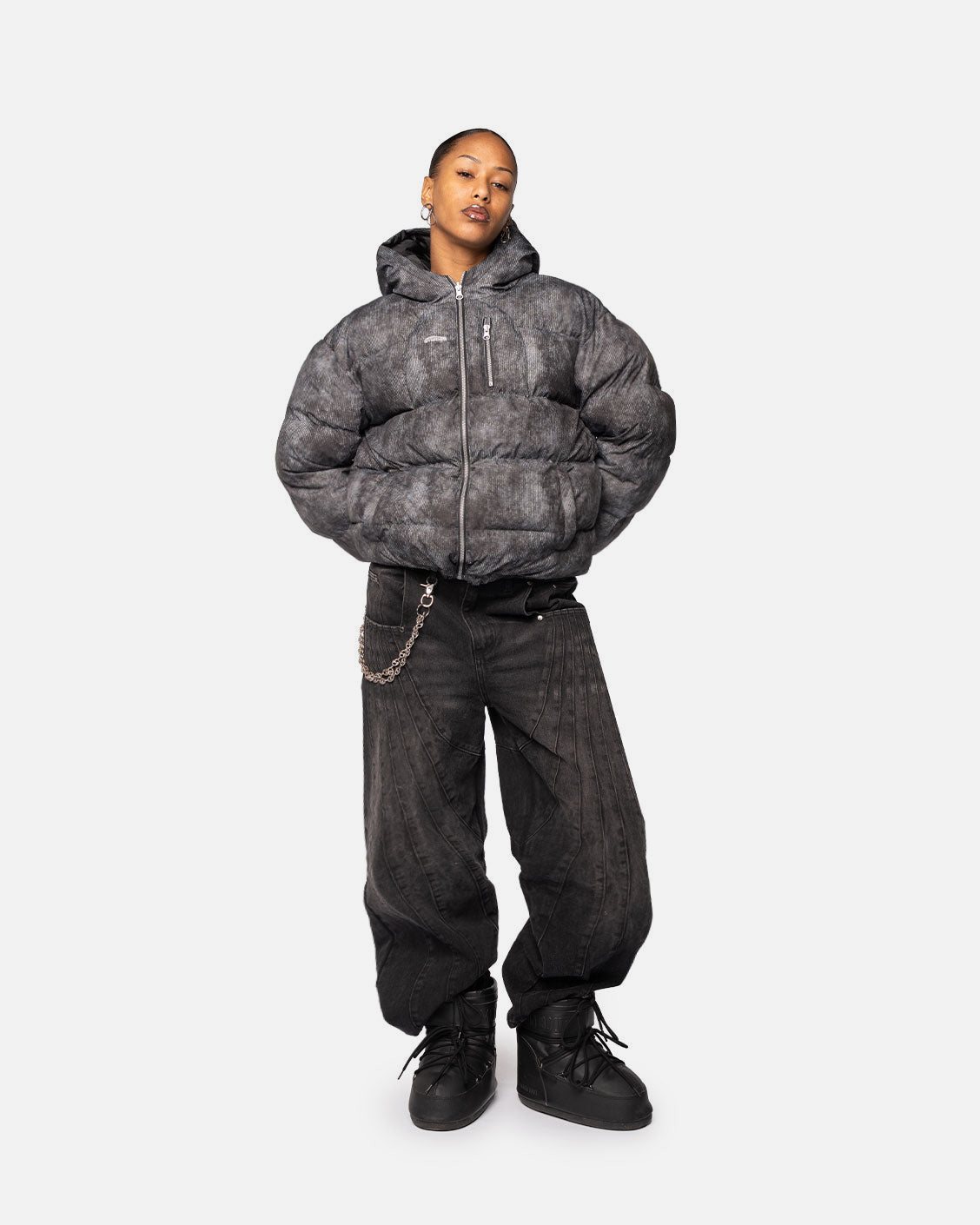 Reversible Ash Cord Puffer, product view 5 on a light grey background