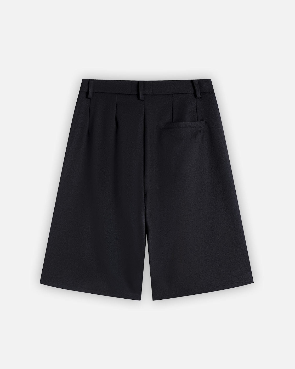 Tailored Pleat Shorts Black, product view 4 on a light grey background