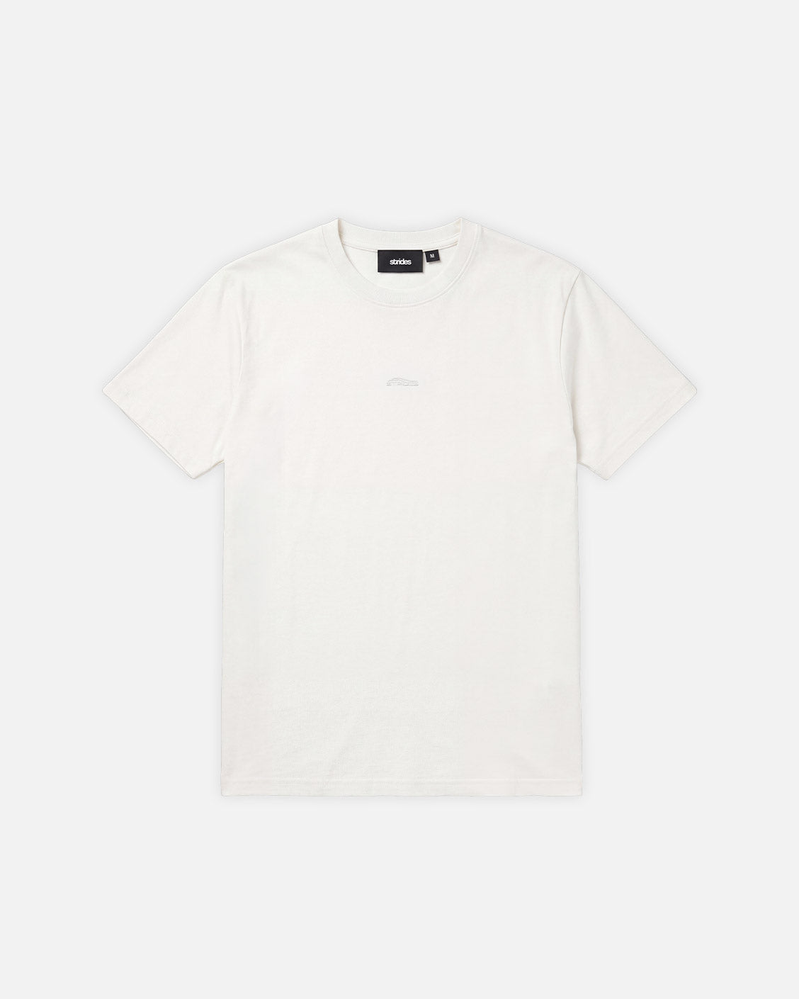 Slim Tee White, flat lay, front view on a light grey background