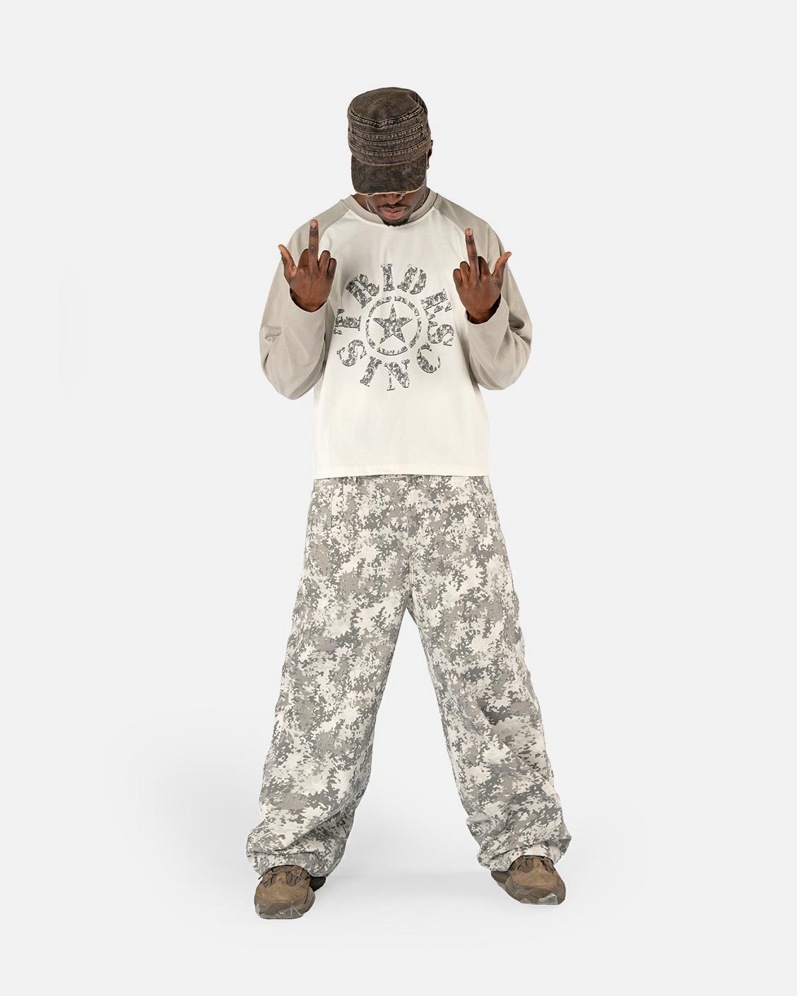 Snow Camou Longsleeve, product view 2 on a light grey background