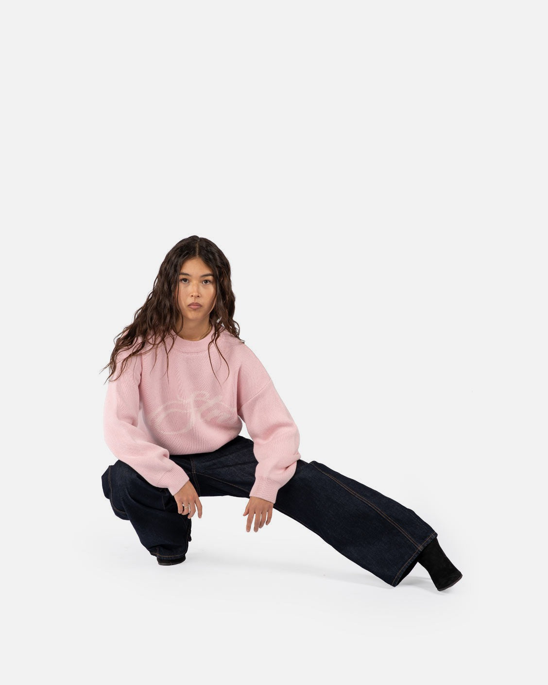 Echoes Knit Sweater Pink, product view 3 on a light grey background