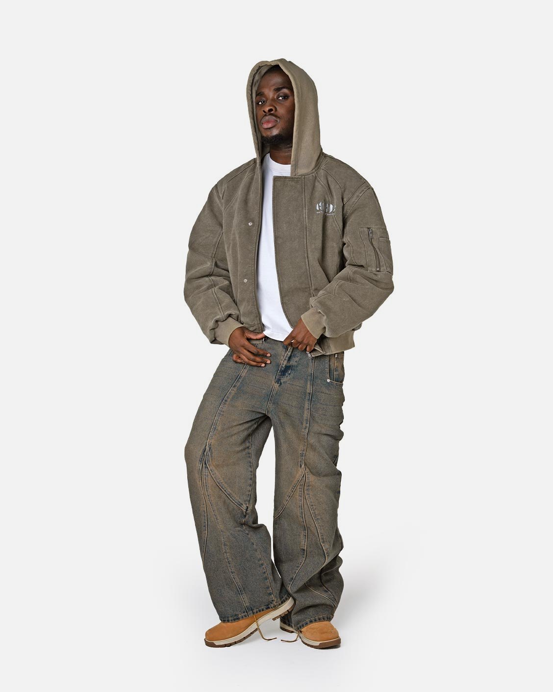 Claw Denim Dark Blue Yellow, product view 1 on a light grey background