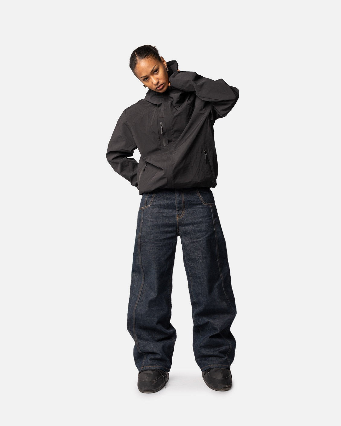 Delta Rain Jacket Black, product view 6 on a light grey background