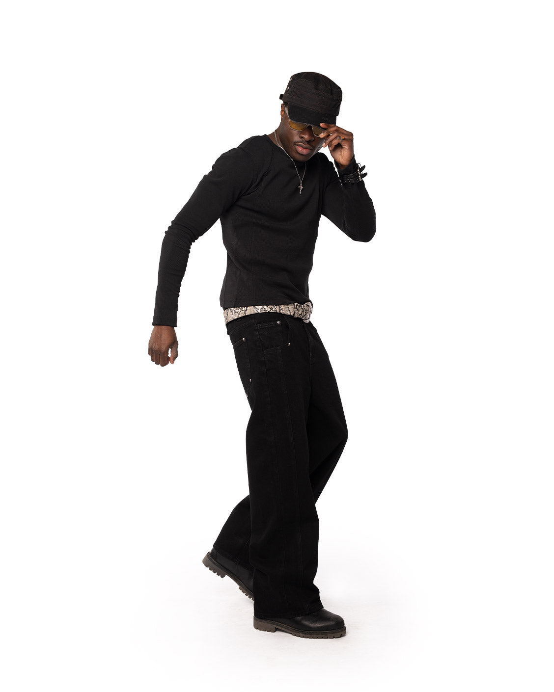 Heavy Slim Rib Longsleeve Black, product view 9 on a light grey background