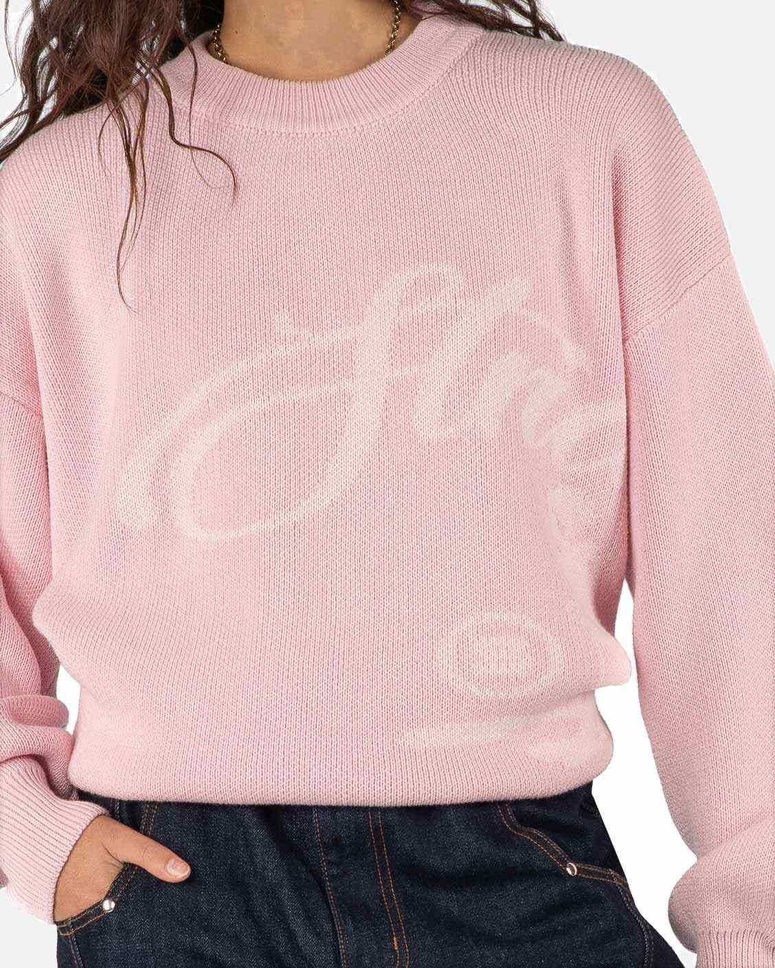 Echoes Knit Sweater Pink, product view 6 on a light grey background