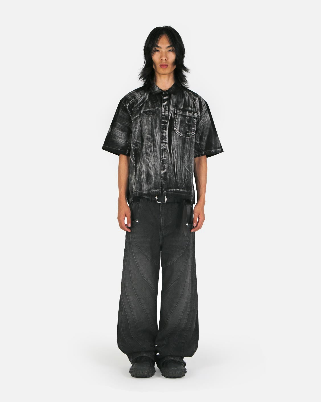 Brushed Shirt Black, product view 2 on a light grey background