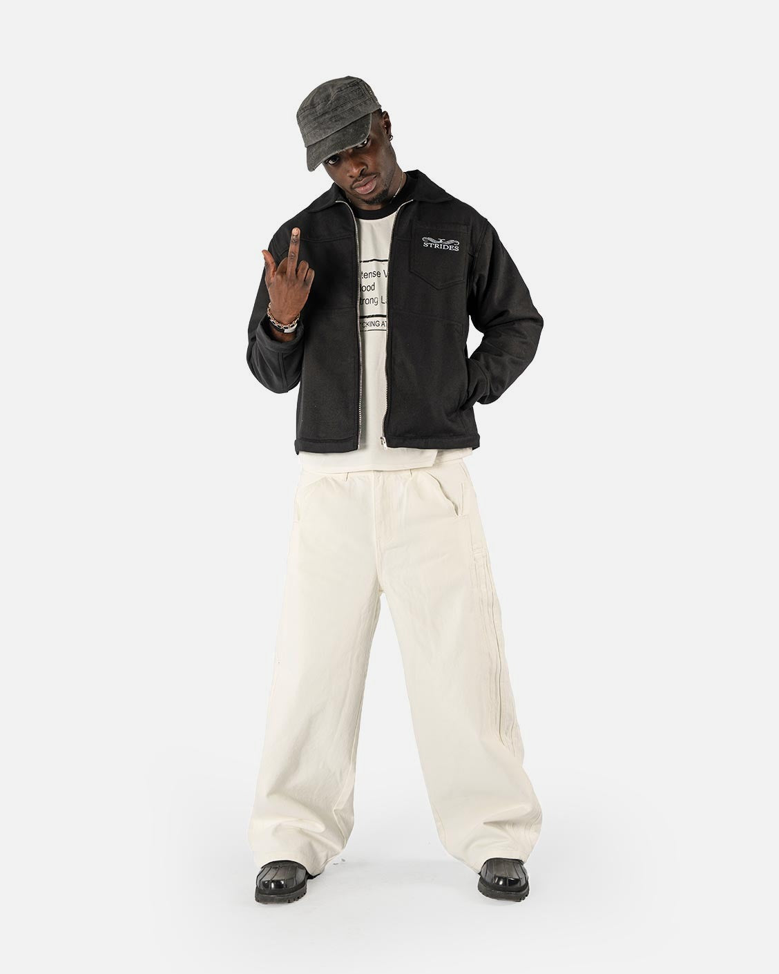 Fracture Denim Cream White, product view 3 on a light grey background