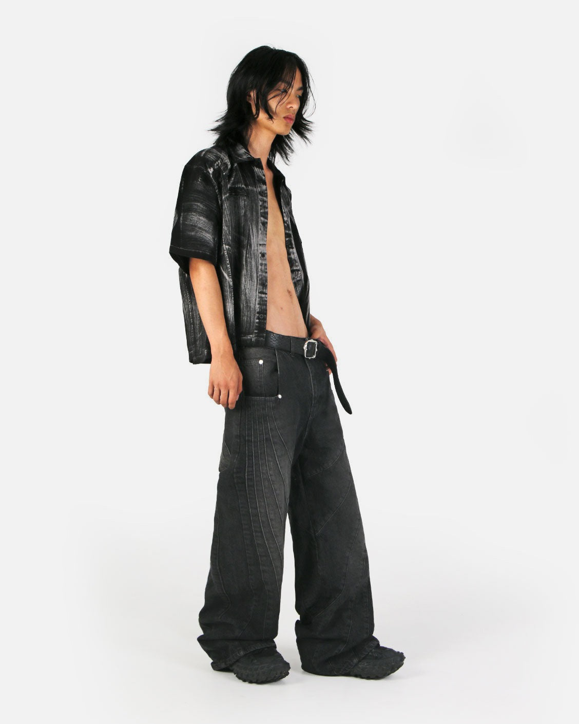 Brushed Shirt Black, product view 1 on a light grey background