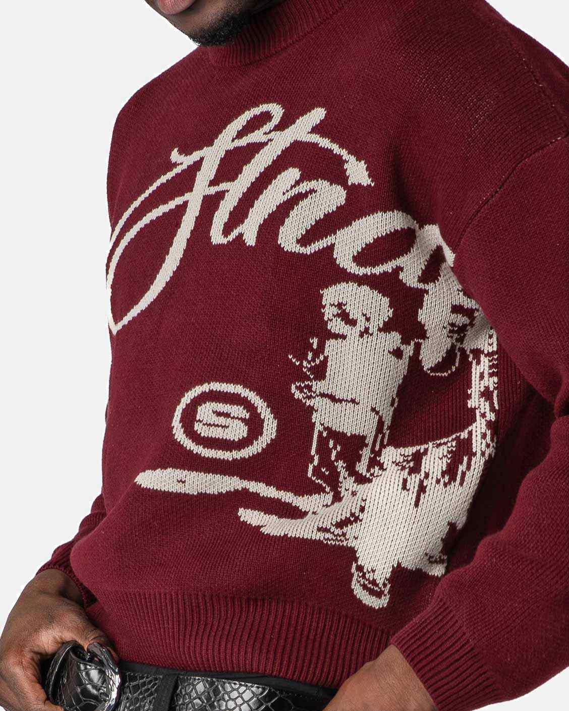 Echoes Knit Sweater Bordeaux, product view 7 on a light grey background