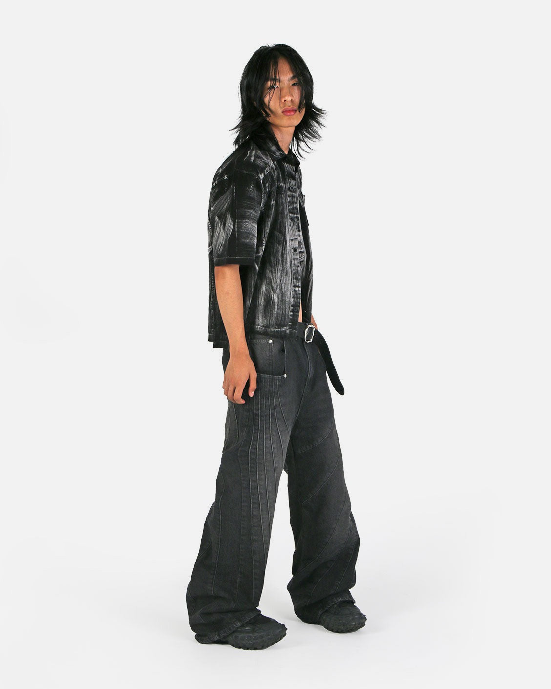 Brushed Shirt Black, product view 4 on a light grey background