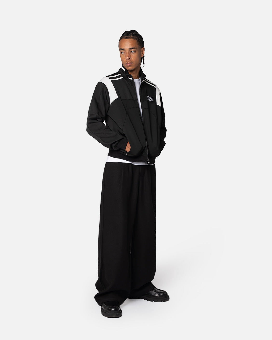 Crest Track Jacket Black, product view 4 on a light grey background