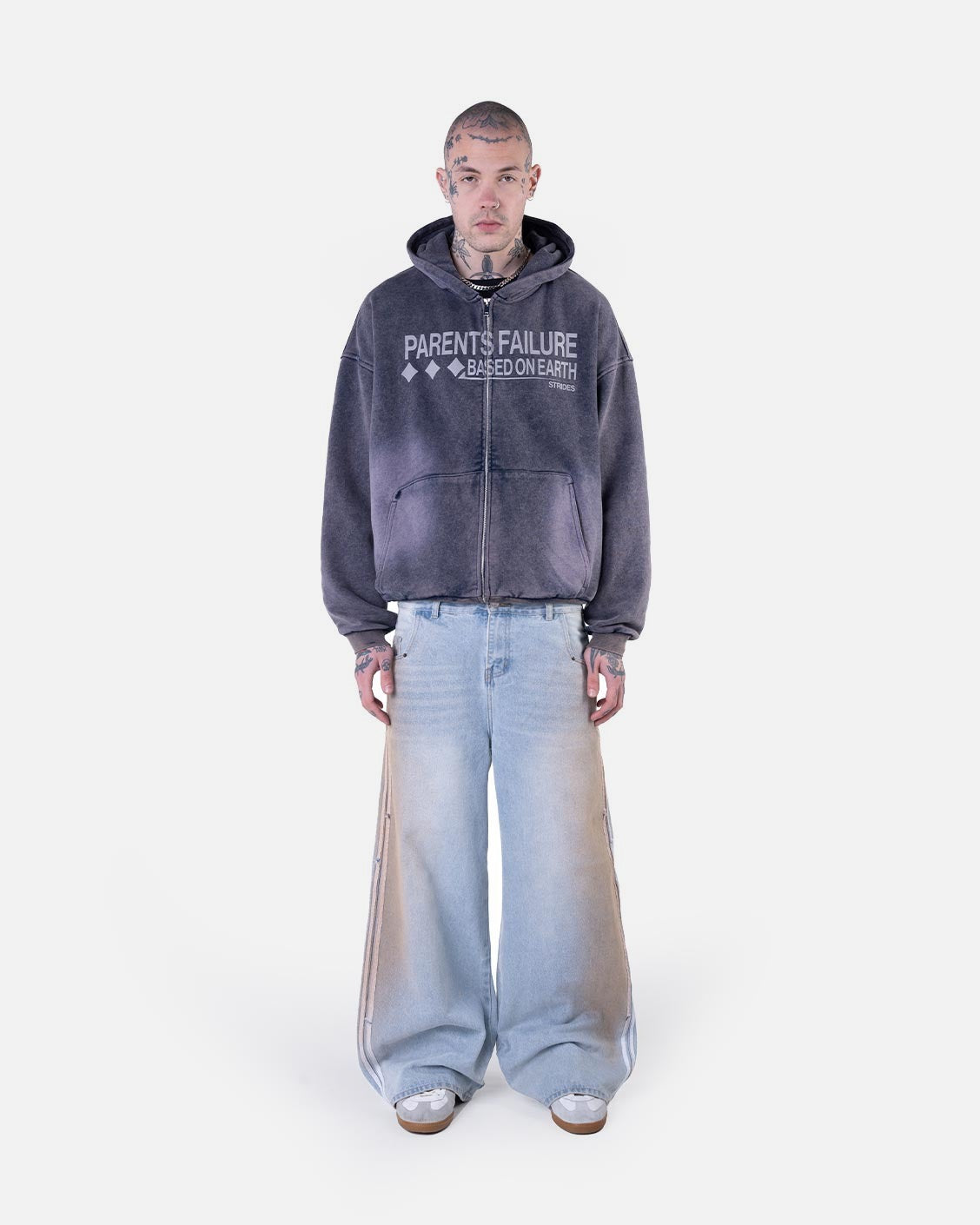 Parents Failure Zip-Hoodie Indigo Grey, product view 1 on a light grey background